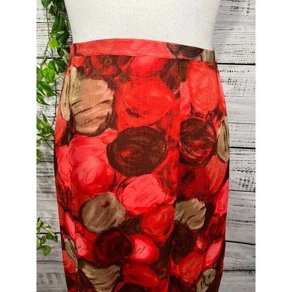 Lane Bryant Skirt Plus size 18 20 Coral Olive Floral Sheer Knee A Line Flowing - Picture 2 of 10